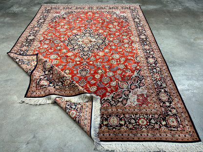 6'10"x9'9" Exquisite Hand-Knotted 100% Silk Kashane Rug