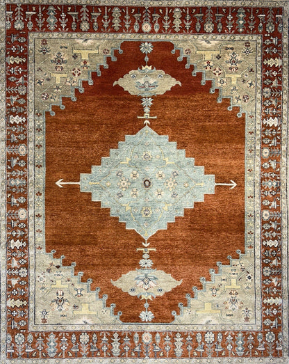 7’10”x9’11” Hand-Knotted 100% Wool Pile Indoserapi Area Rug - Carpet
