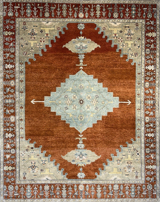 7’10”x9’11” Hand-Knotted 100% Wool Pile Indoserapi Area Rug - Carpet