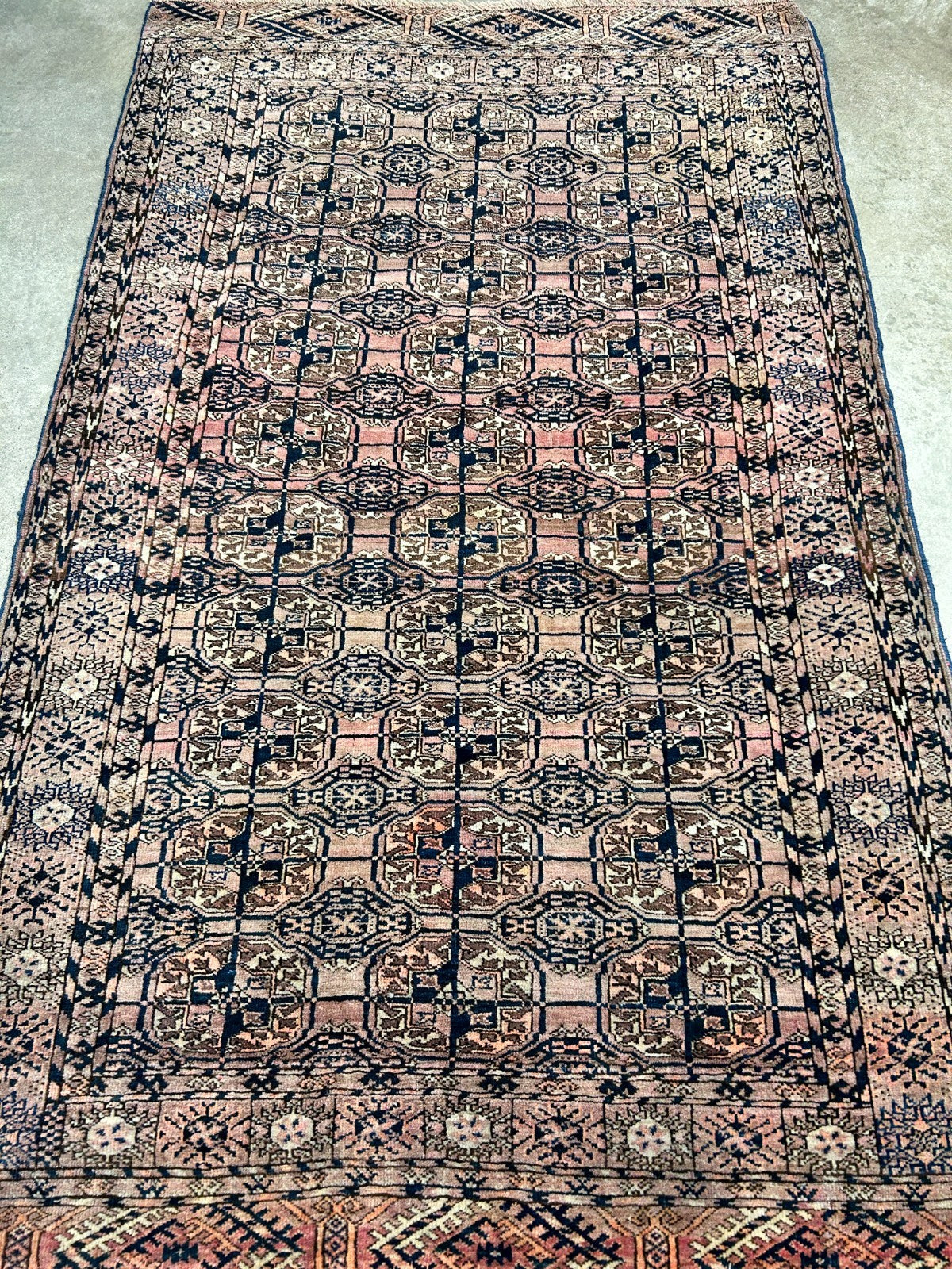 3'4"x5'3" Antique Hand-Knotted 100% Wool Pile Taky Bokhara Rug