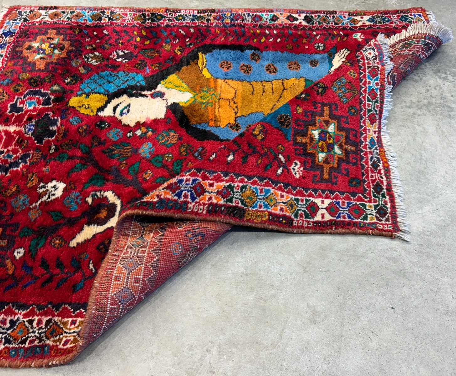 4'2"x5'3" Gorgeous Hand-Knotted 100% Wool Pile Pictorial Area Rug - Carpet