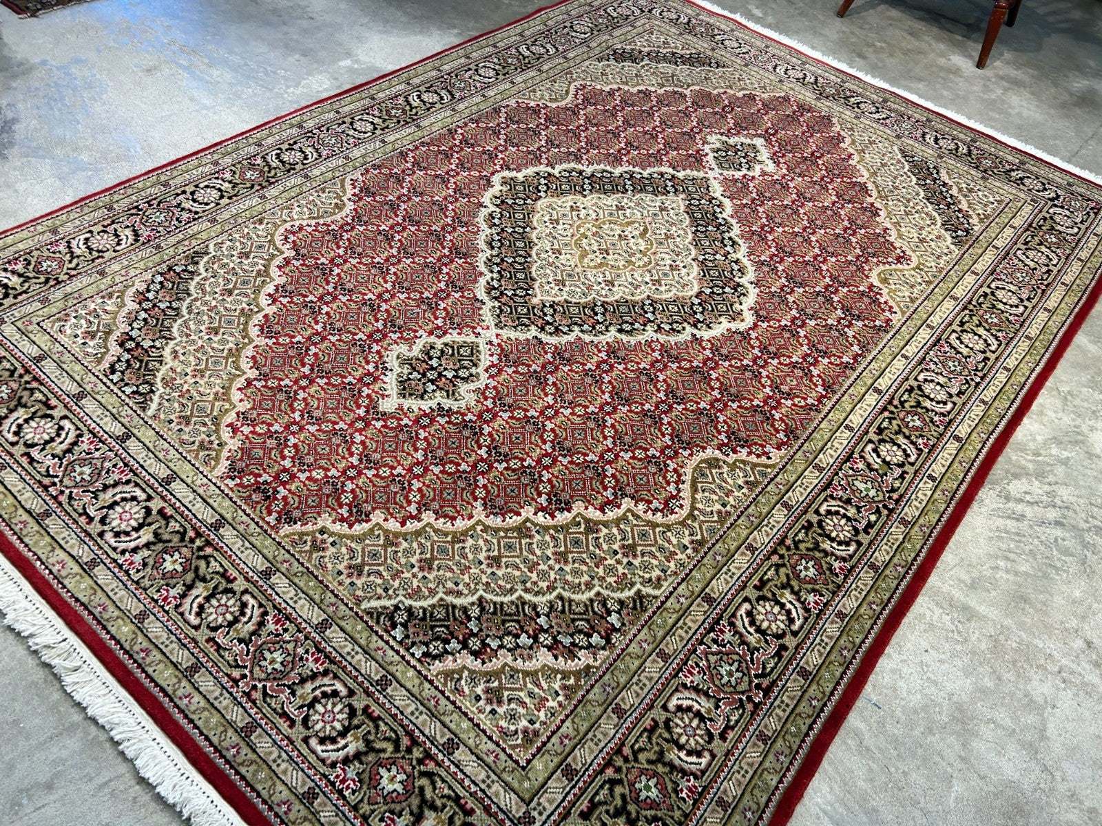 6'1"x8'9" Hand-Knotted 100% Wool Pile Tabrize Design Carpet - Area Rug