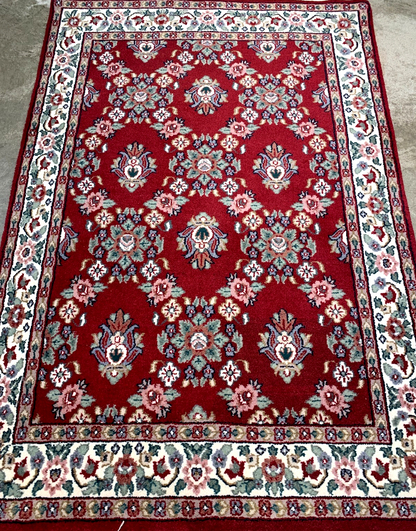4'0" x 6'0" Hand-Knotted 100% Wool Pile Indian Area Rug