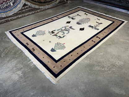 6’5”x9’6” Hand-Knotted 100% Wool Pile Oriental Area Rug - Carpet