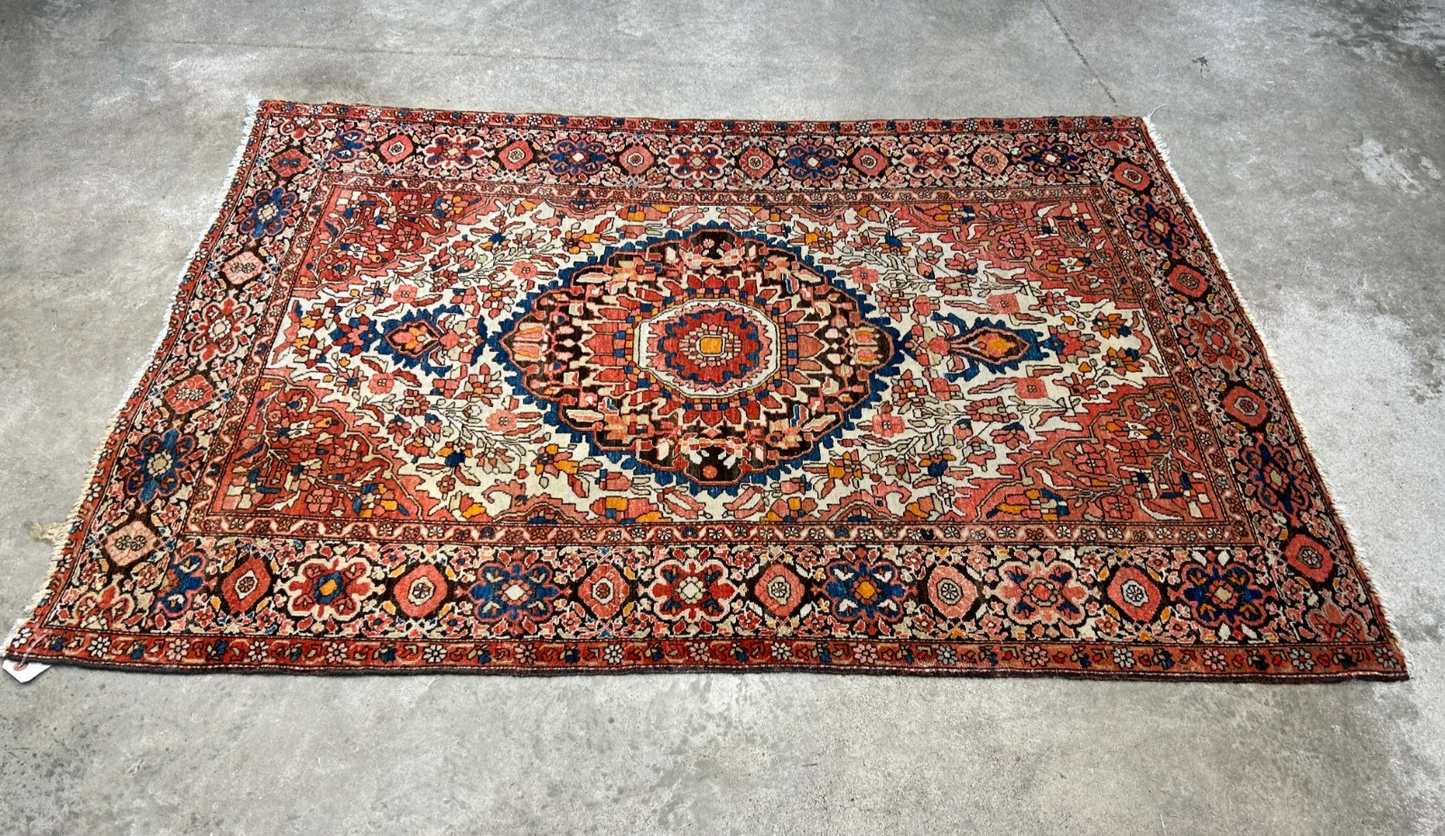 3'3"x5' Antique Hand-Knotted 100% Wool Pile Sarouke Farahan Rug