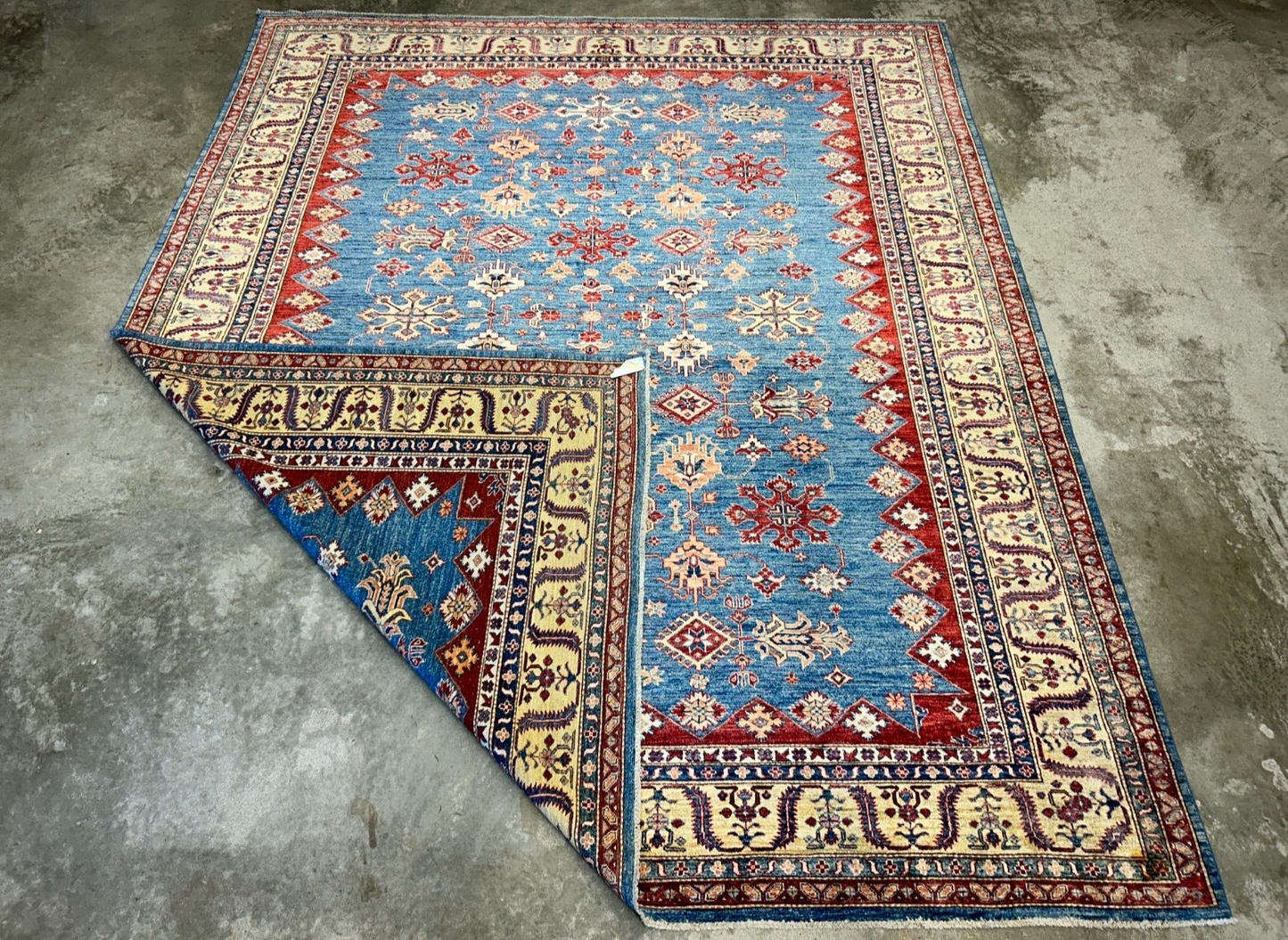 9'6"x11'7" Hand-Knotted 100% Wool Pile Kazak Design Carpet - Area Rug