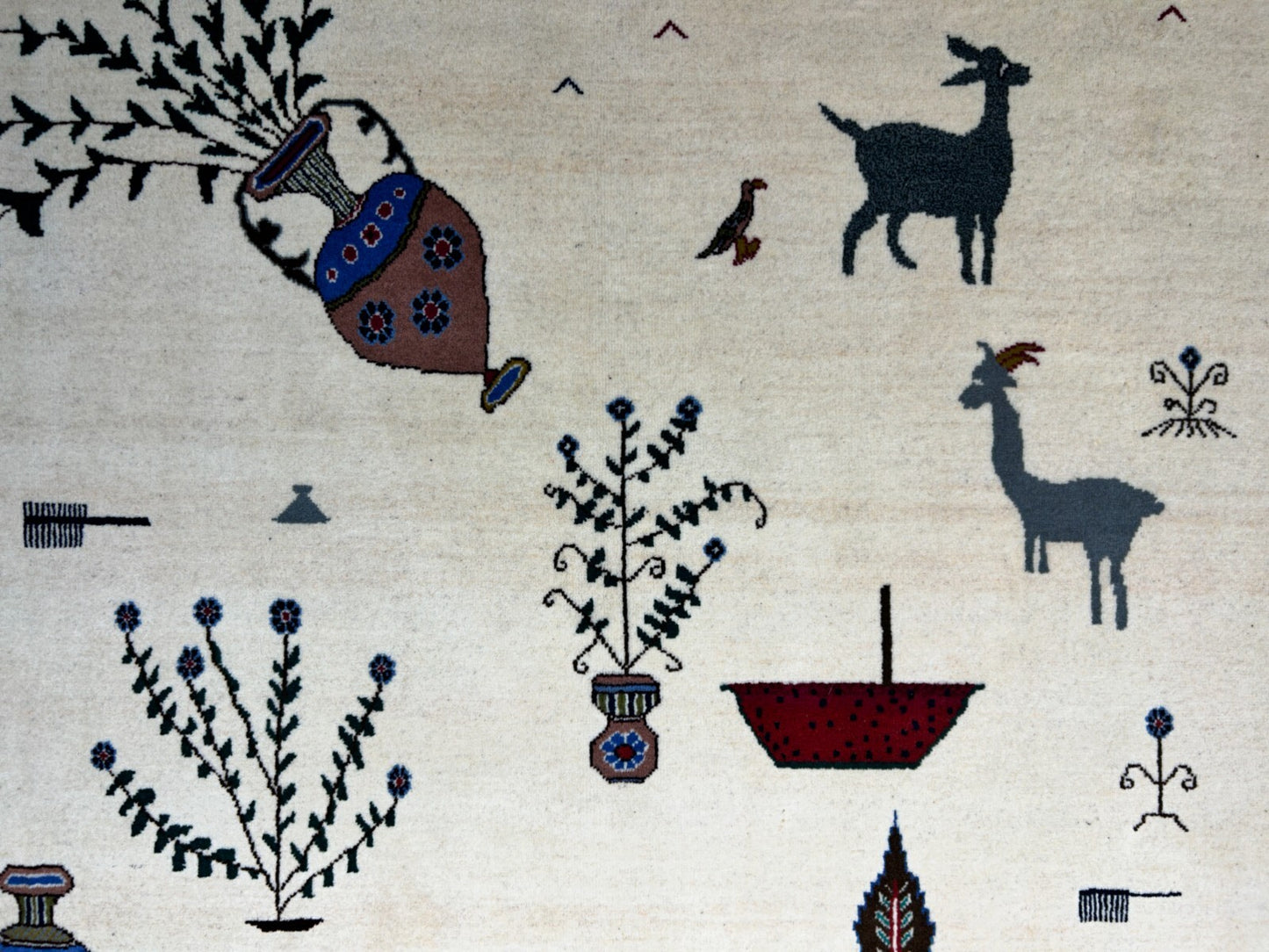 6'6"x9'1" Hand-Knotted 100% Wool Pile Gabeh Carpet - Area Rug