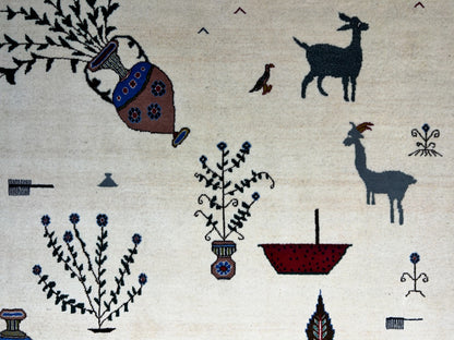 6'6"x9'1" Hand-Knotted 100% Wool Pile Gabeh Carpet - Area Rug