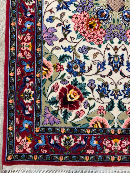 2'3"x3'6" Extra-Fine Hand-Knotted Wool & Silk Isfahane Rug