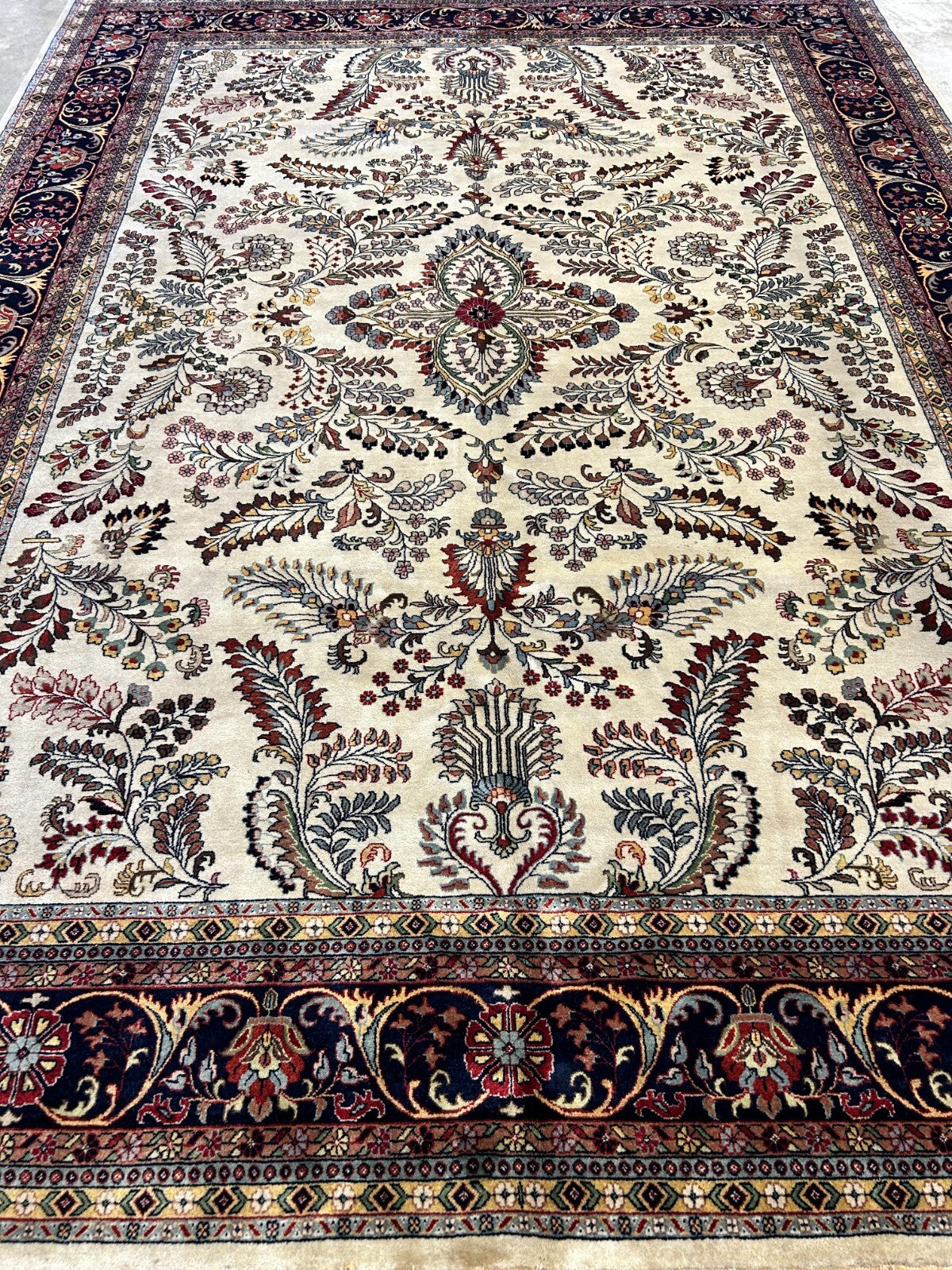 8'8"x11'8" Hand-Knotted 100% Lamb Wool Sarouke Design Carpet - Area Rug