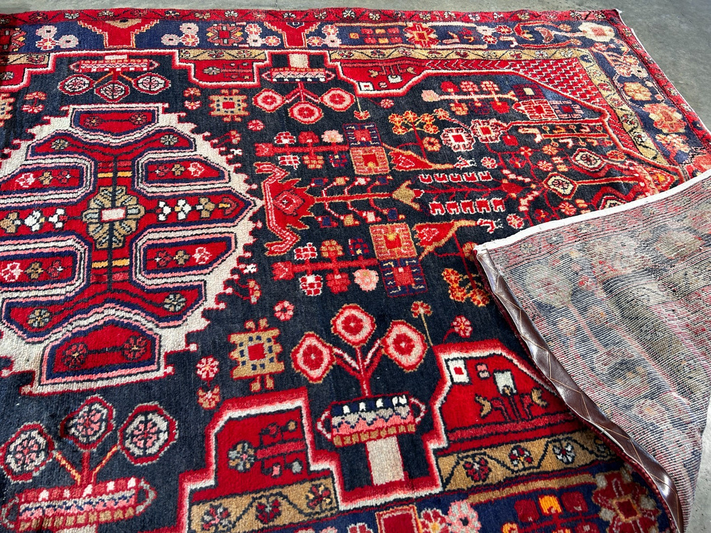 5'0" x 9'5" Hand-Knotted 100% Lamb Wool Pile Hamadane Area Rug- Carpet