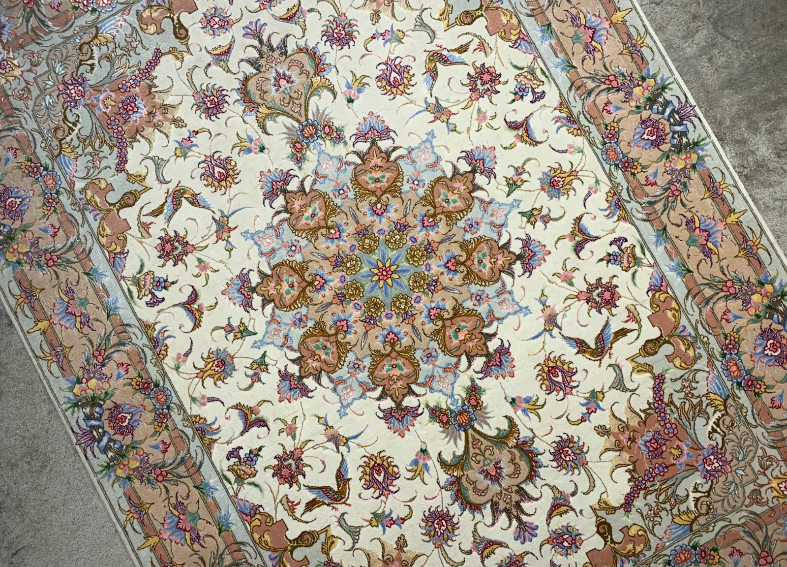 4'10"x6'10" Very Fine Hand-Knotted Wool & Silk Blend Tabrize Carpet - Area Rug