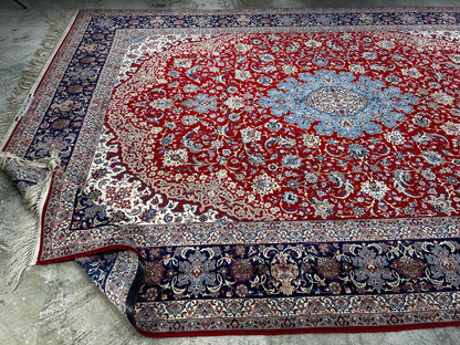 8'10"x12'4" Extra Fine Hand-Knotted Wool & Silk Isfahane Zolfaghari Rug