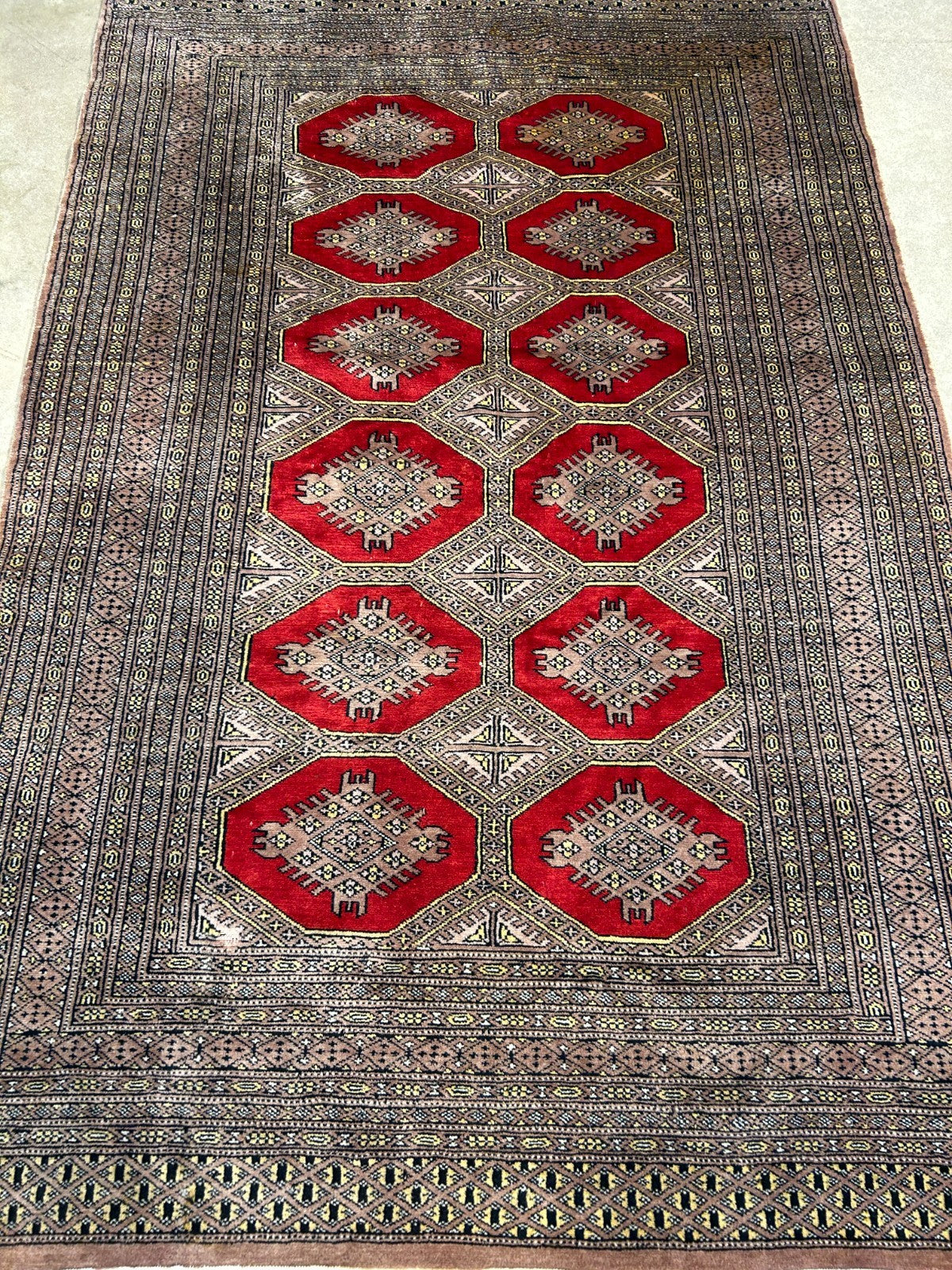 4'2"x6'4" Hand-Knotted 100% Wool Pile Bokhara Area Rug - Carpet