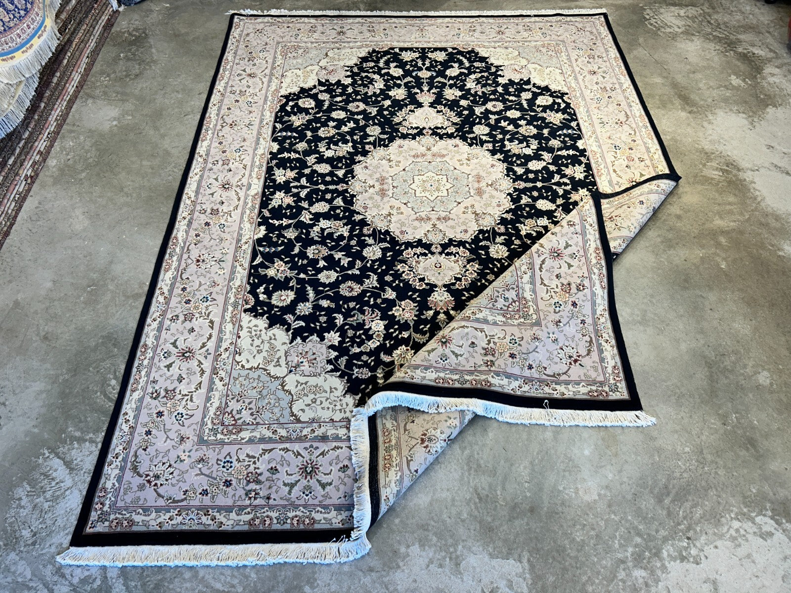 9'x12' Hand-Knotted Wool & Silk Blend Oriental Rug