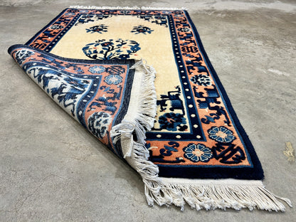 3'x5' Hand-Knotted 100% Wool Pile Art Deco Rug