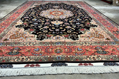 6'9"x10'5" Very Fine Hand-Knotted Wool & Silk Blend Tabrize Carpet - Area Rug