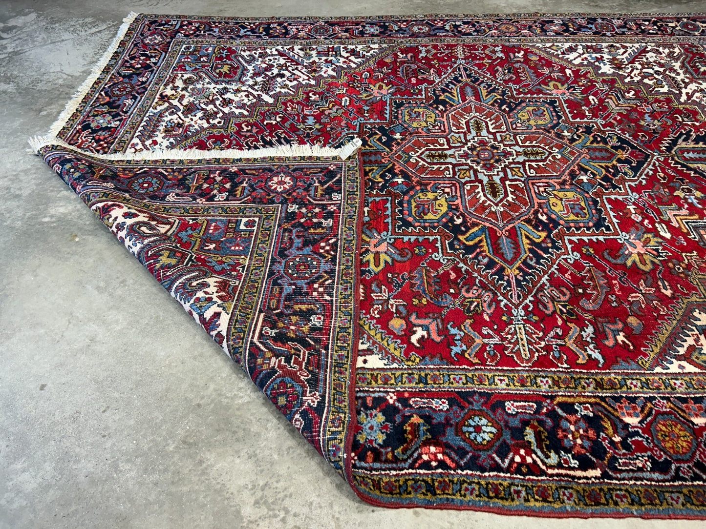 8'2"x10'8" Vintage Hand-Knotted 100% Wool Pile Herize Area Rug - Carpet