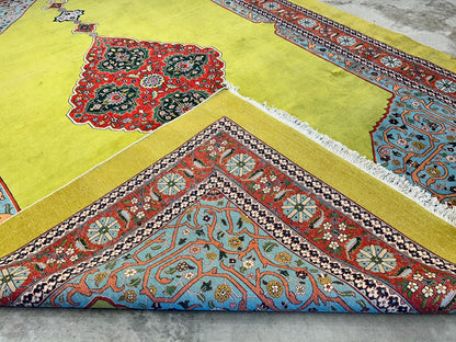 8'2"x11'3" One-of-a-Kind Hand-Knotted 100% Wool Pile Tabrize Carpet - Area Rug