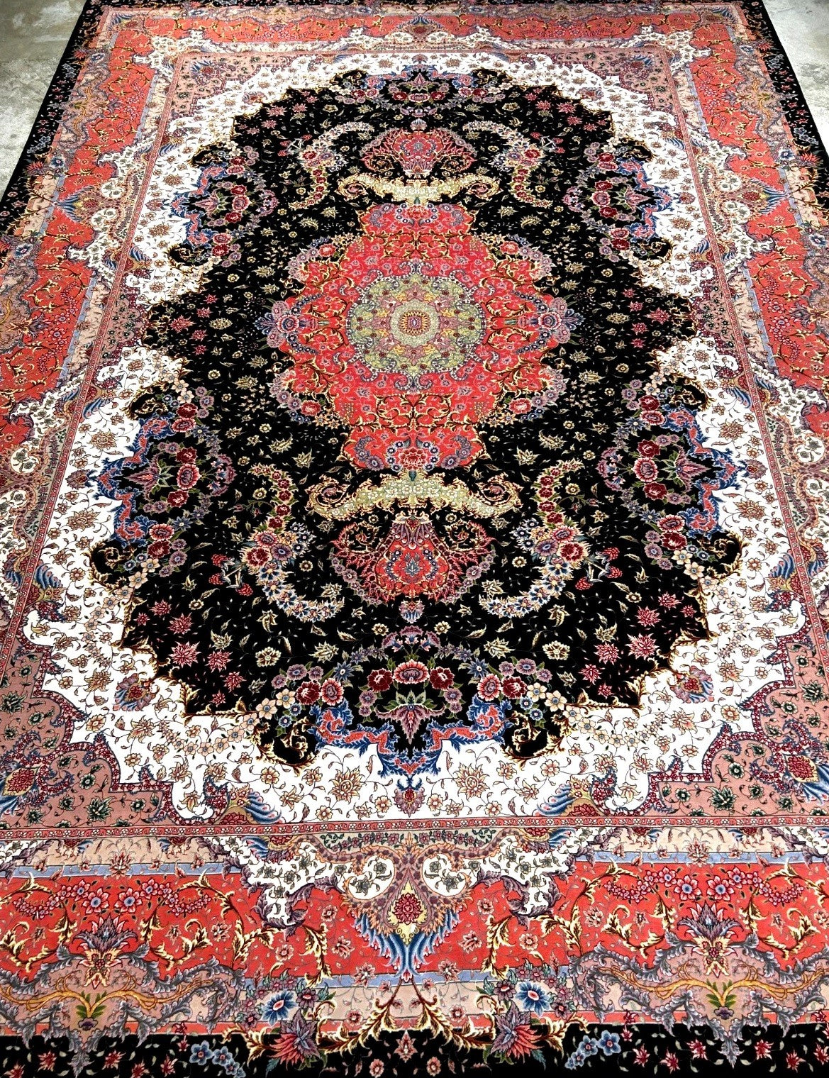 8'2"x11'7'' Hand-Knotted Very Fine Silk & Wool Pile Tabrize Benam Area Rug
