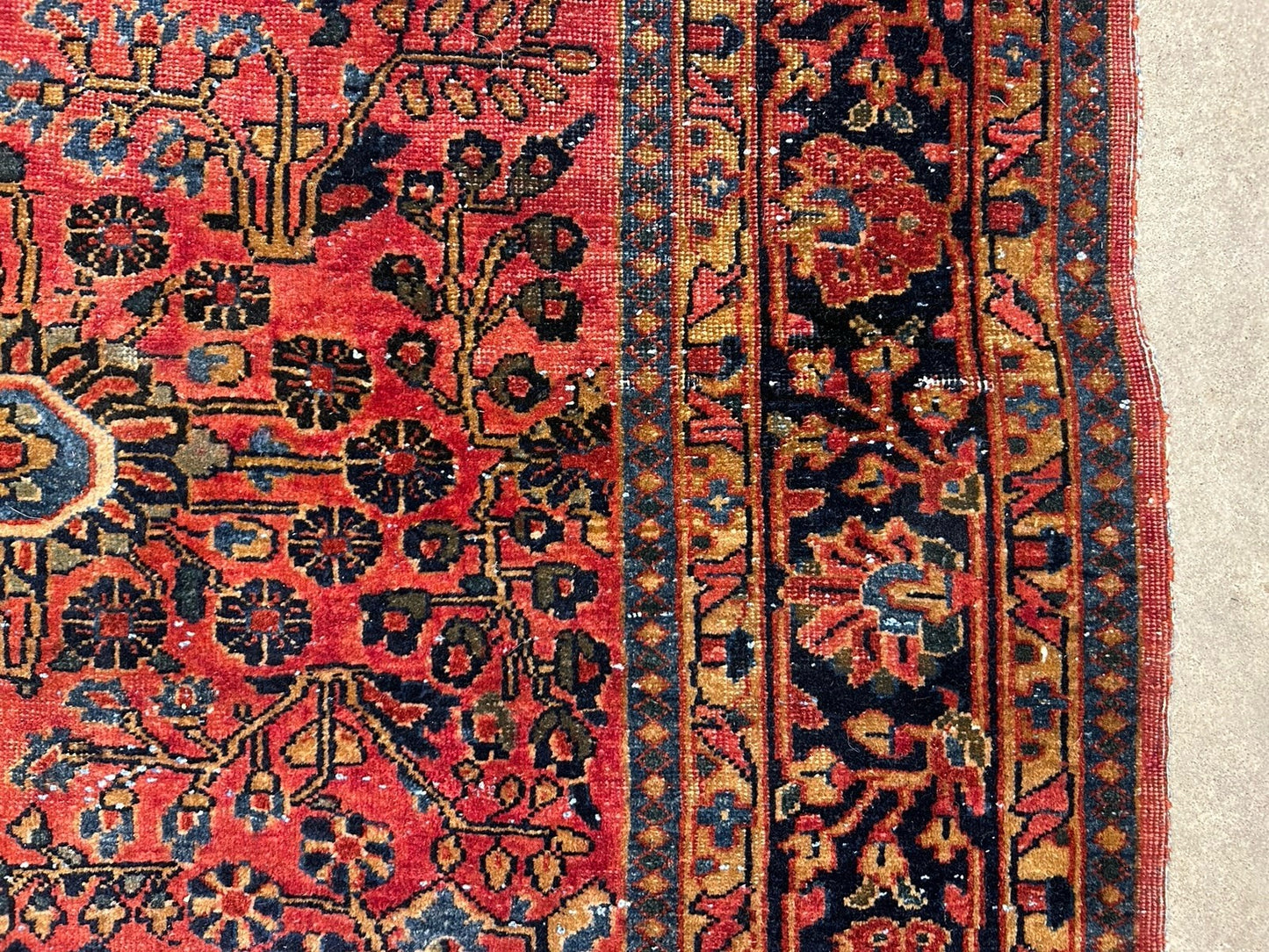 4'9”x6’3” Antique Fine Wool Sarouke Rug Hand-knotted Carpet