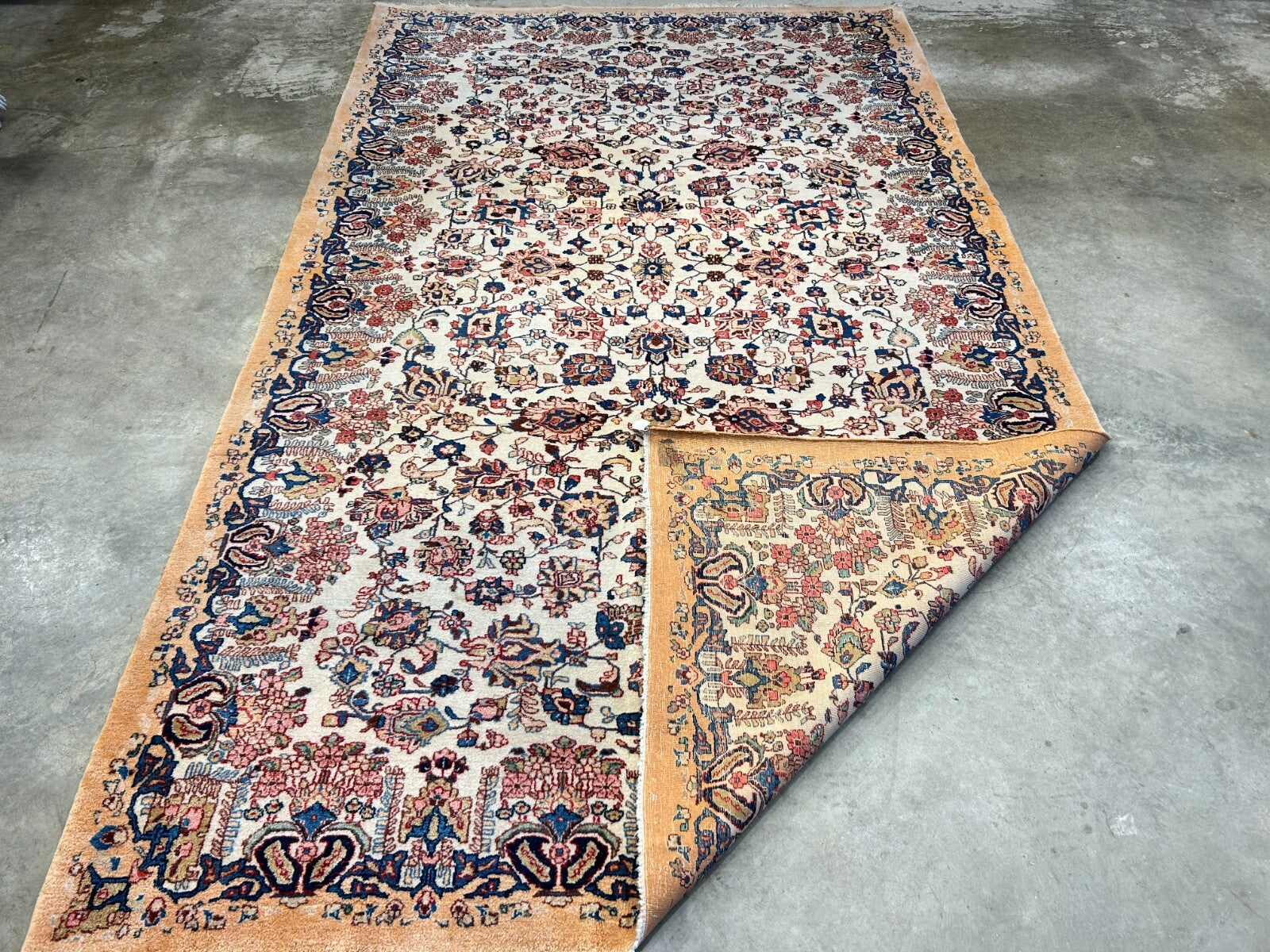 7'x11'10" Antique Hand-Knotted Wool Oriental Kermane Rug - Area Carpet