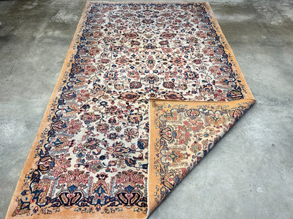 7'x11'10" Antique Hand-Knotted Wool Oriental Kermane Rug - Area Carpet