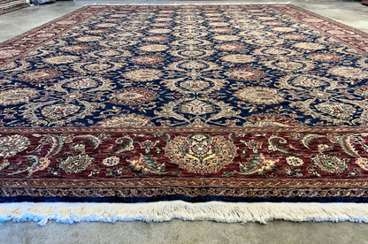 9'x12'2" Hand-Knotted 100% Wool Pile Oriental Rug