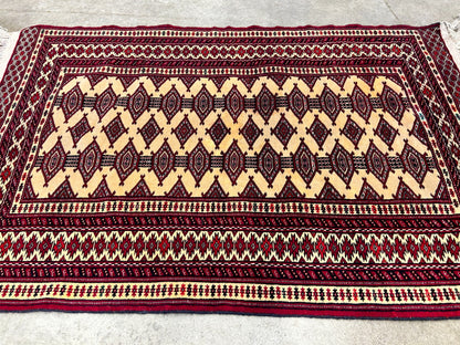 2'10"x4'2" Hand-Knotted 100% Wool Pile Bokhara Rug