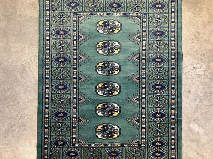 2'8"x4'1" Hand-Knotted 100% Wool Pile Bokhara Rug