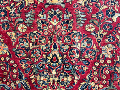 9'3"x12'7" Antique Fine Lamb Wool Sarouke Rug Hand-knotted Carpet