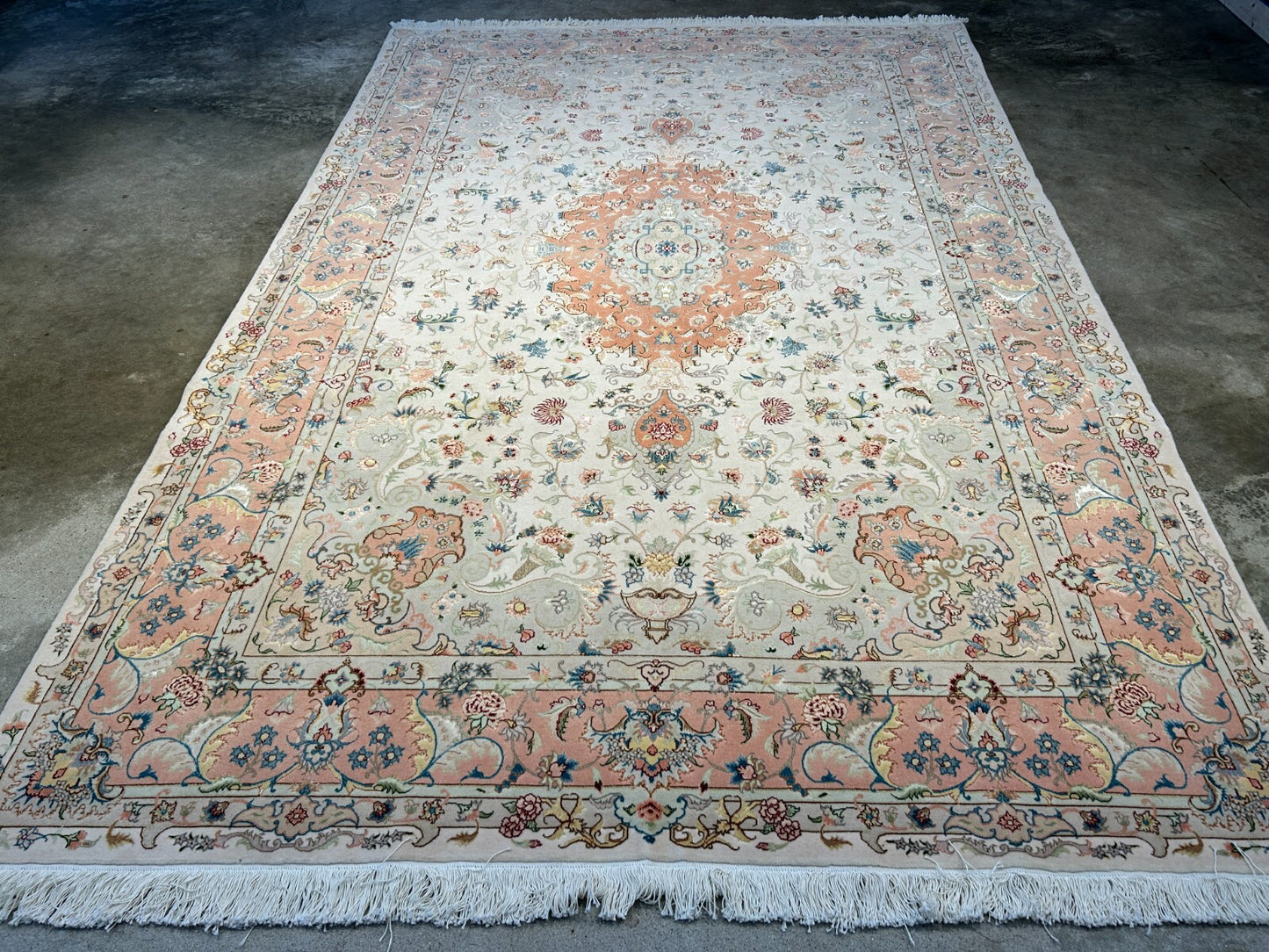 6'7"x9'10" Extra-Fine Hand-Knotted Wool & Silk Blend Tabrize Carpet - Area Rug