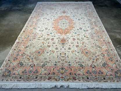6'7"x9'10" Extra-Fine Hand-Knotted Wool & Silk Blend Tabrize Carpet - Area Rug