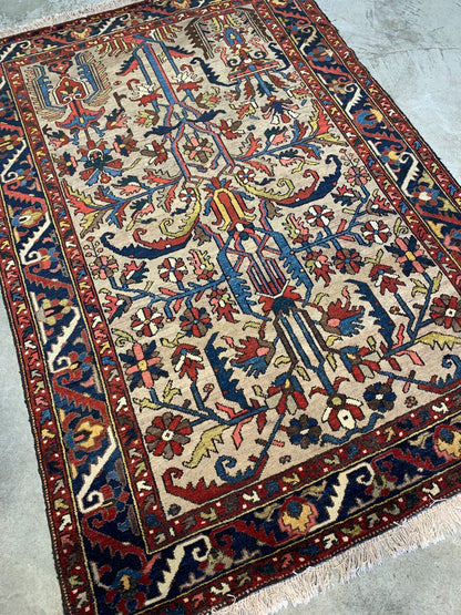 Collector Item -  4'4"x6'4" One-of-a-Kind Antique Fine Wool Bakhtiarie Rug