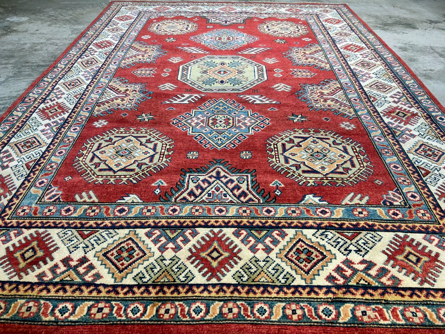 5'7"x7'10" Hand-Knotted 100% Wool Carpet - Fine Kazak Area Rug