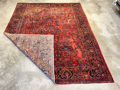 9'2"x11'4" Antique Fine Lamb Wool Sarouke Mohajeran Rug Hand-knotted Carpet