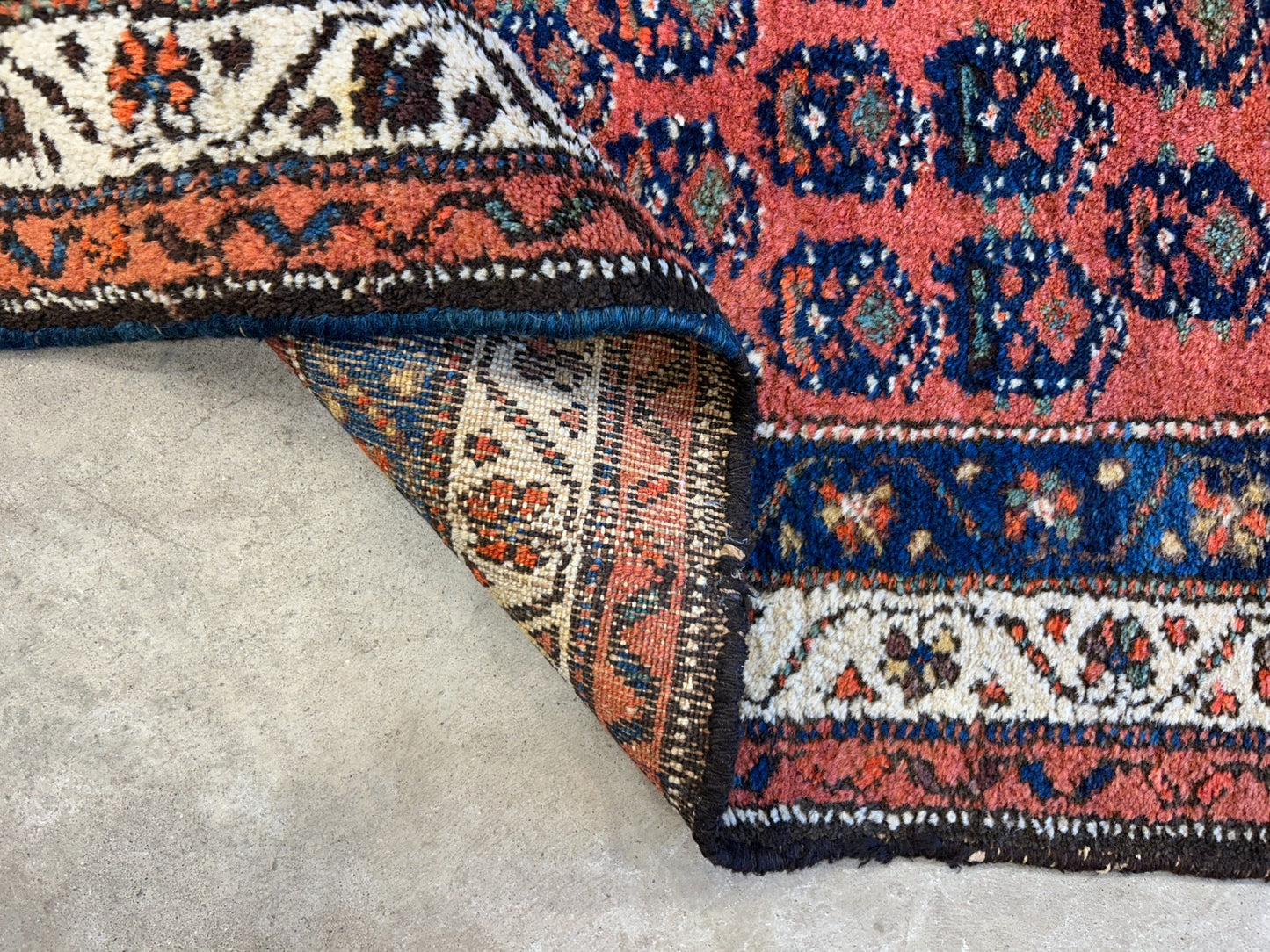 3'9"x5'9" Antique Hand-Knotted 100% Wool Pile Hamadane Area Rug - Carpet