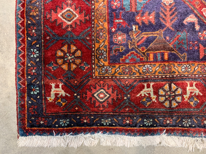 Collector  Item - 4'3"x7'7" Antique Fine 100%  Wool Pile Bidjare Area Rug