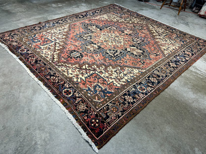 7'8"x8'10" Hand-Knotted 100% Wool Herize Carpet - Area Rug - Square Shaped
