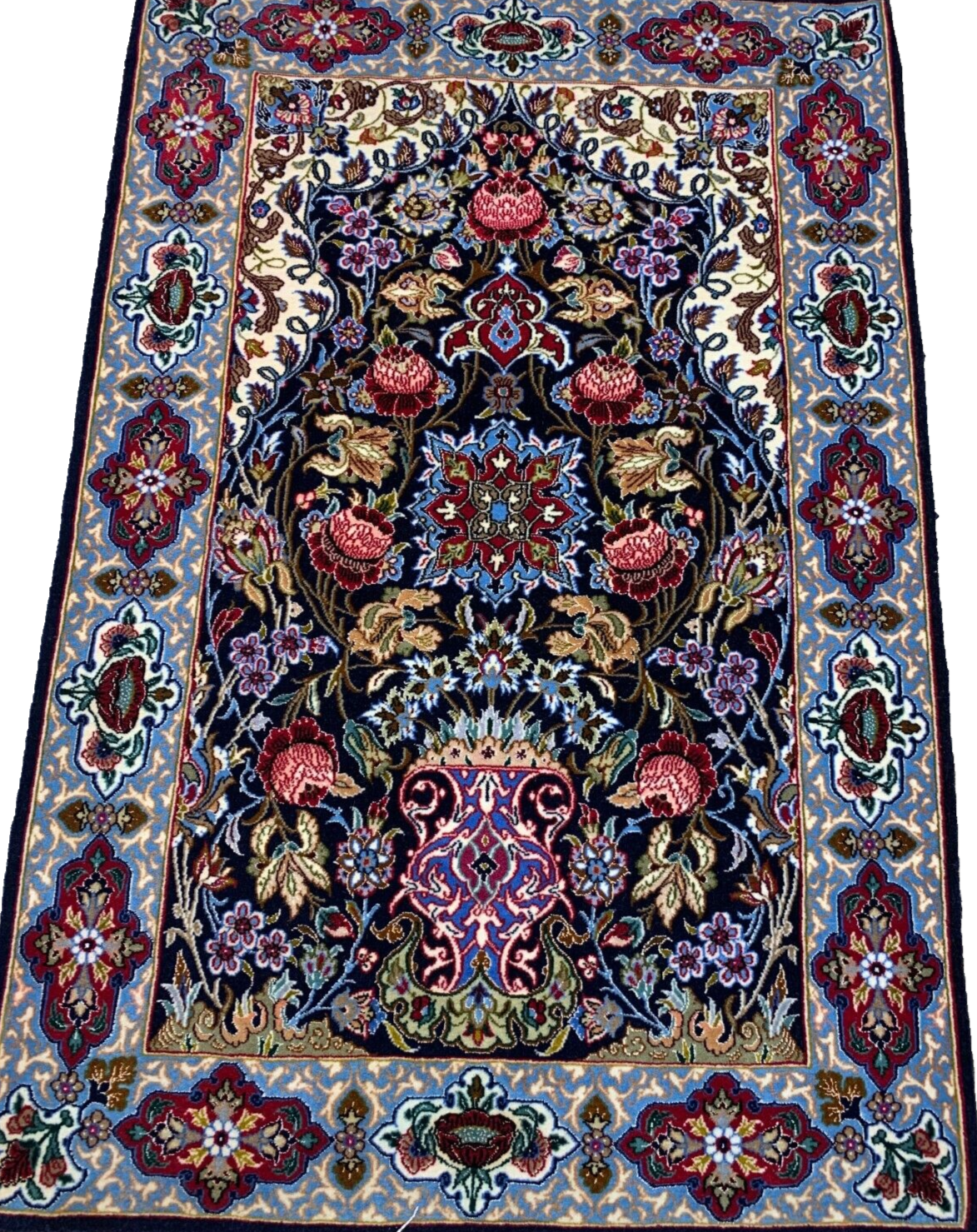 2'3"x3'6" Hand-Knotted Silk & Wool Esfahane Carpet - Area Rug