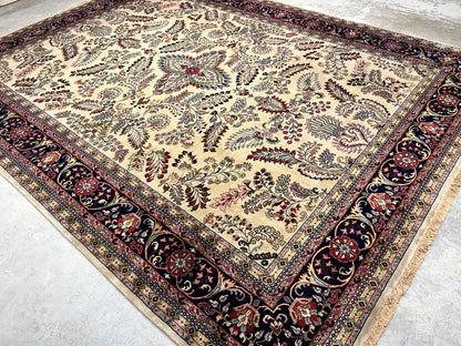 9'x12' Hand-Knotted 100% Lamb Wool Pile Sarouk Carpet - Area Rug
