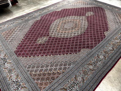 8'4"x11'6" Hand-Knotted Silk & Wool Tabrize Fish Style Area Rug - Carpet