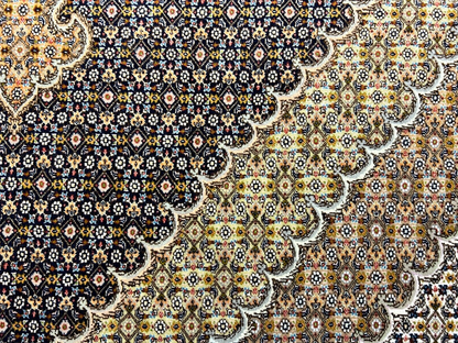 6'6"x9'9" Fine Hand-Knotted Wool & Silk Blend Tabrize Mahi Carpet - Area Rug