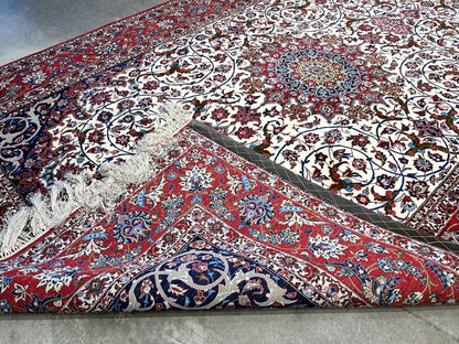 6'6"x10'2" Extra-Fine Hand-Knotted Wool & Silk  Isfahane Seirafian Rug - Signed