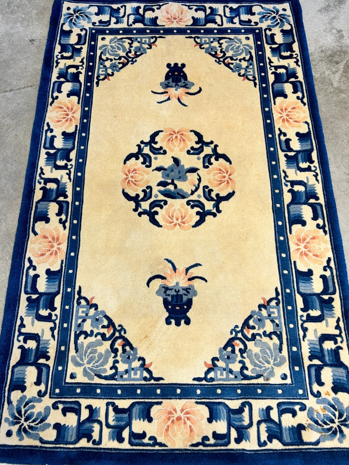 3'x5' Hand-Knotted 100% Wool Pile Art Deco Rug