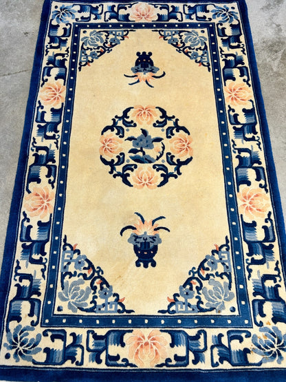 3'x5' Hand-Knotted 100% Wool Pile Art Deco Rug