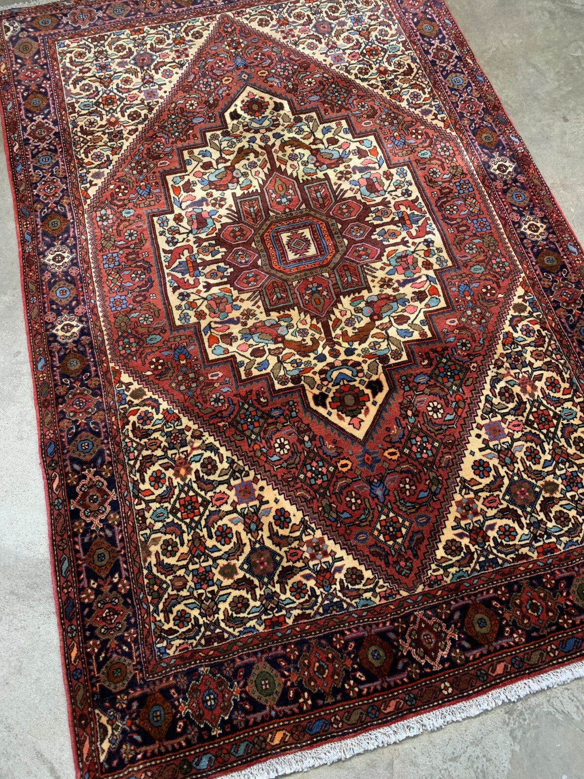 4'3"x6'6" Hand-Knotted 100% Wool Pile Bijare Gholtoghe Carpet - Area Rug