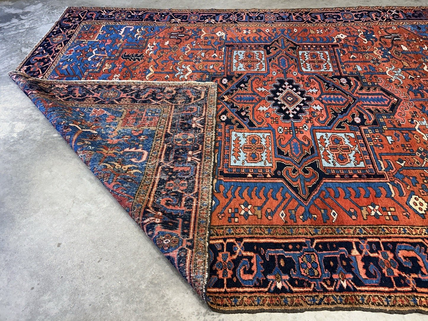 Collector Item- 7’9”x11’5” Antique Hand-Knotted 100% Wool Pile Serapie Area Rug