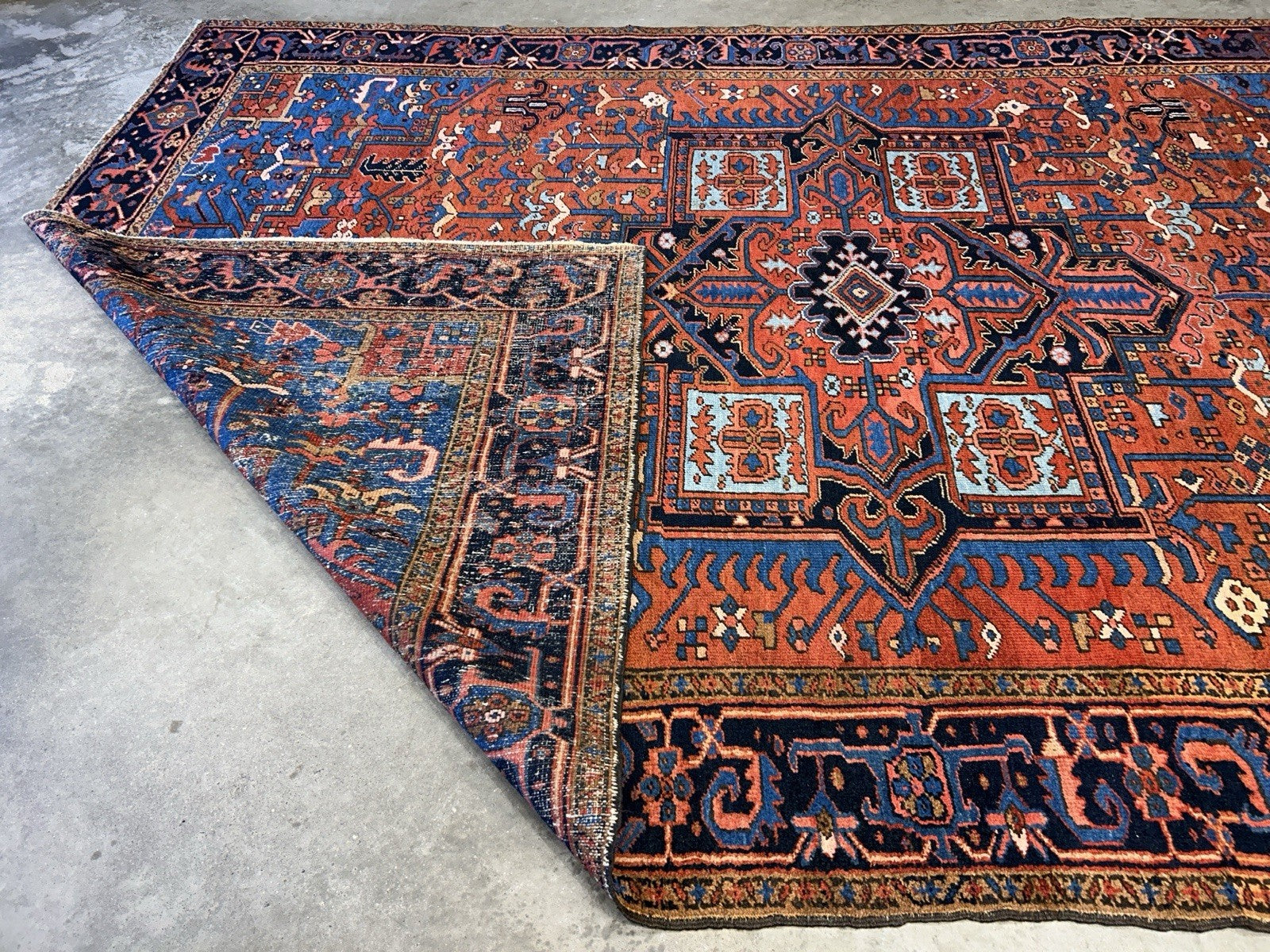 Collector Item- 7’9”x11’5” Antique Hand-Knotted 100% Wool Pile Serapie Area Rug