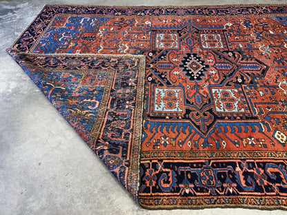 Collector Item- 7’9”x11’5” Antique Hand-Knotted 100% Wool Pile Serapie Area Rug
